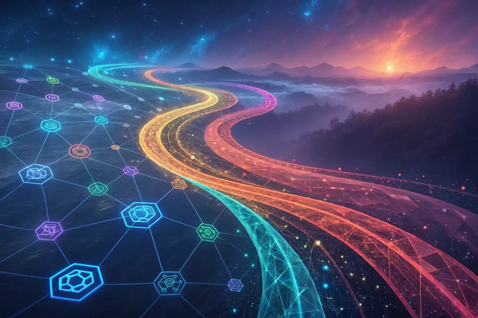 Person analyzing crypto data or exploring blockchain platforms on a digital device