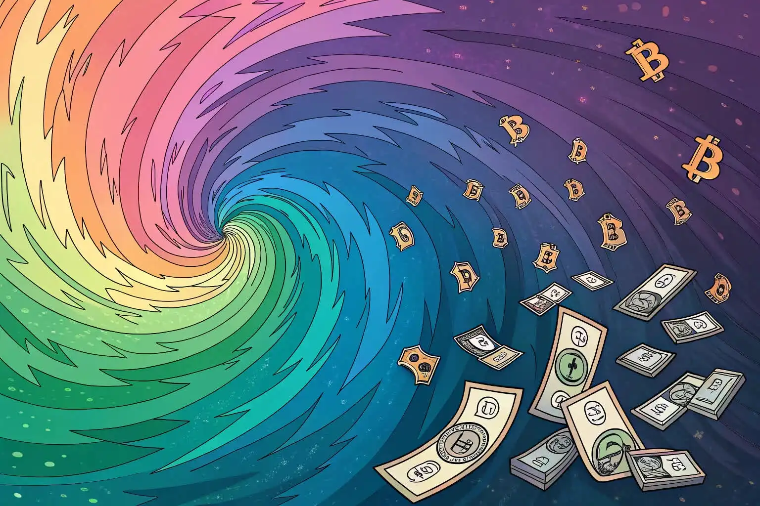 Person analyzing crypto data or exploring blockchain platforms on a digital device