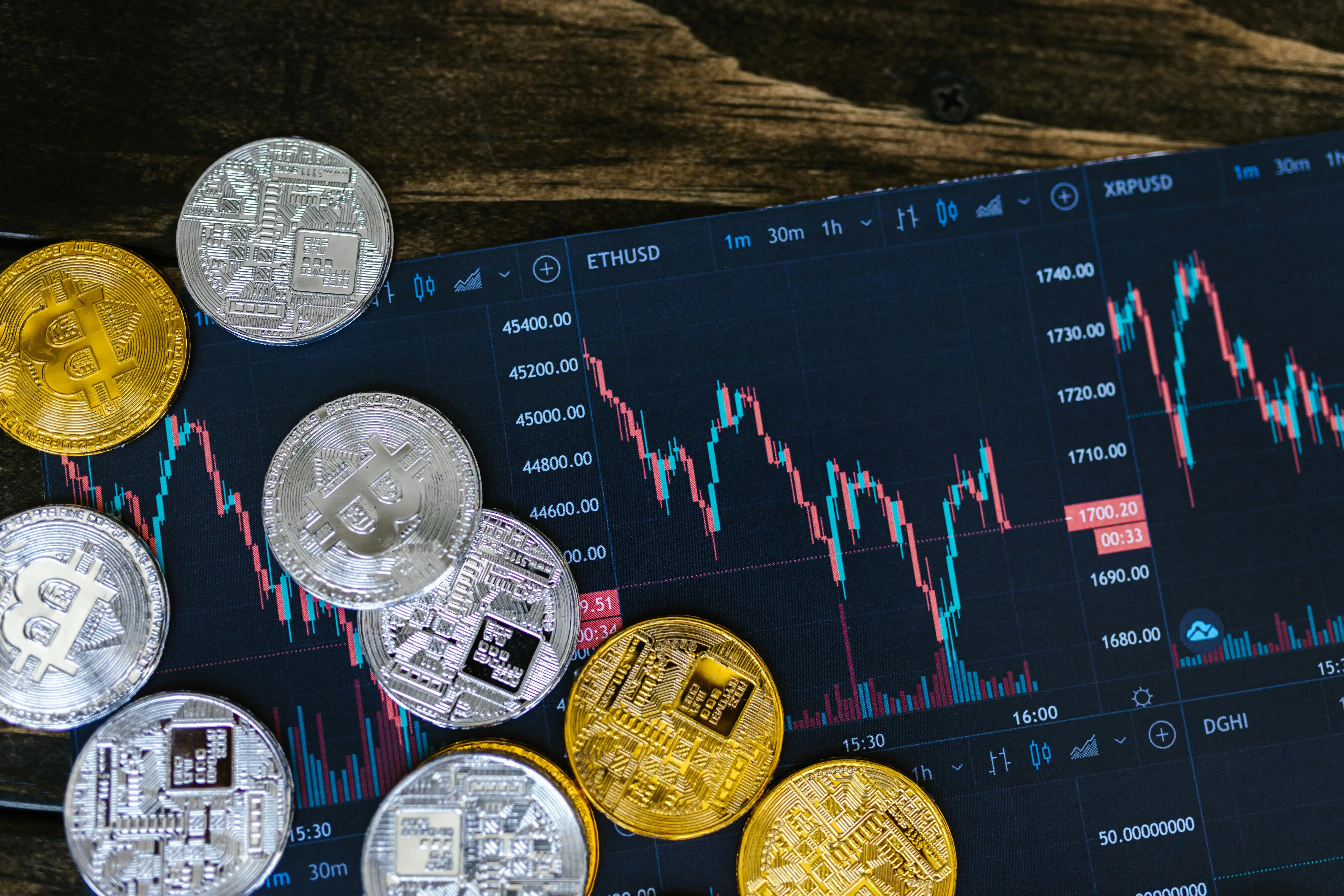 Person analyzing crypto data or exploring blockchain platforms on a digital device
