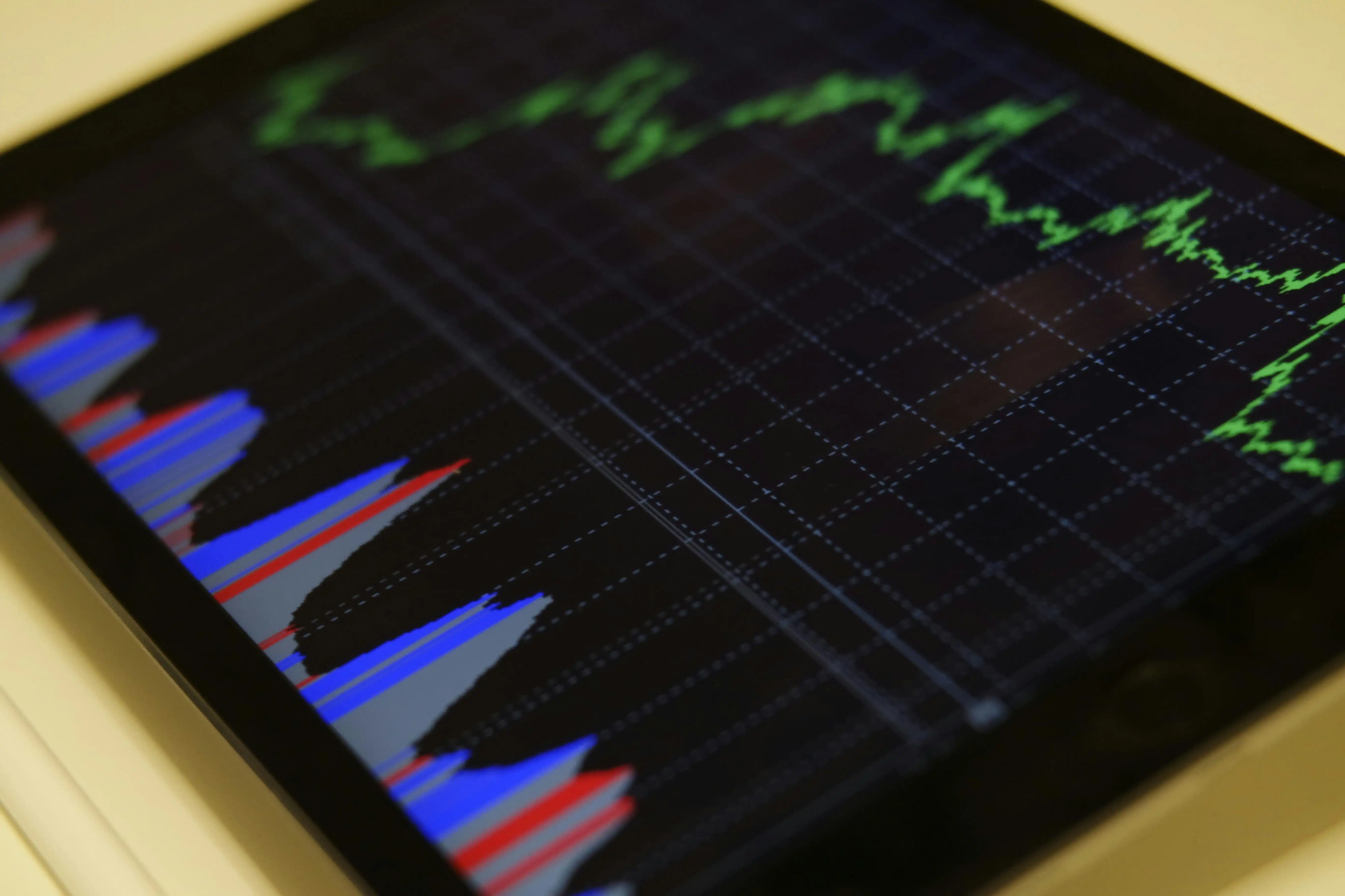 Person analyzing crypto data or exploring blockchain platforms on a digital device