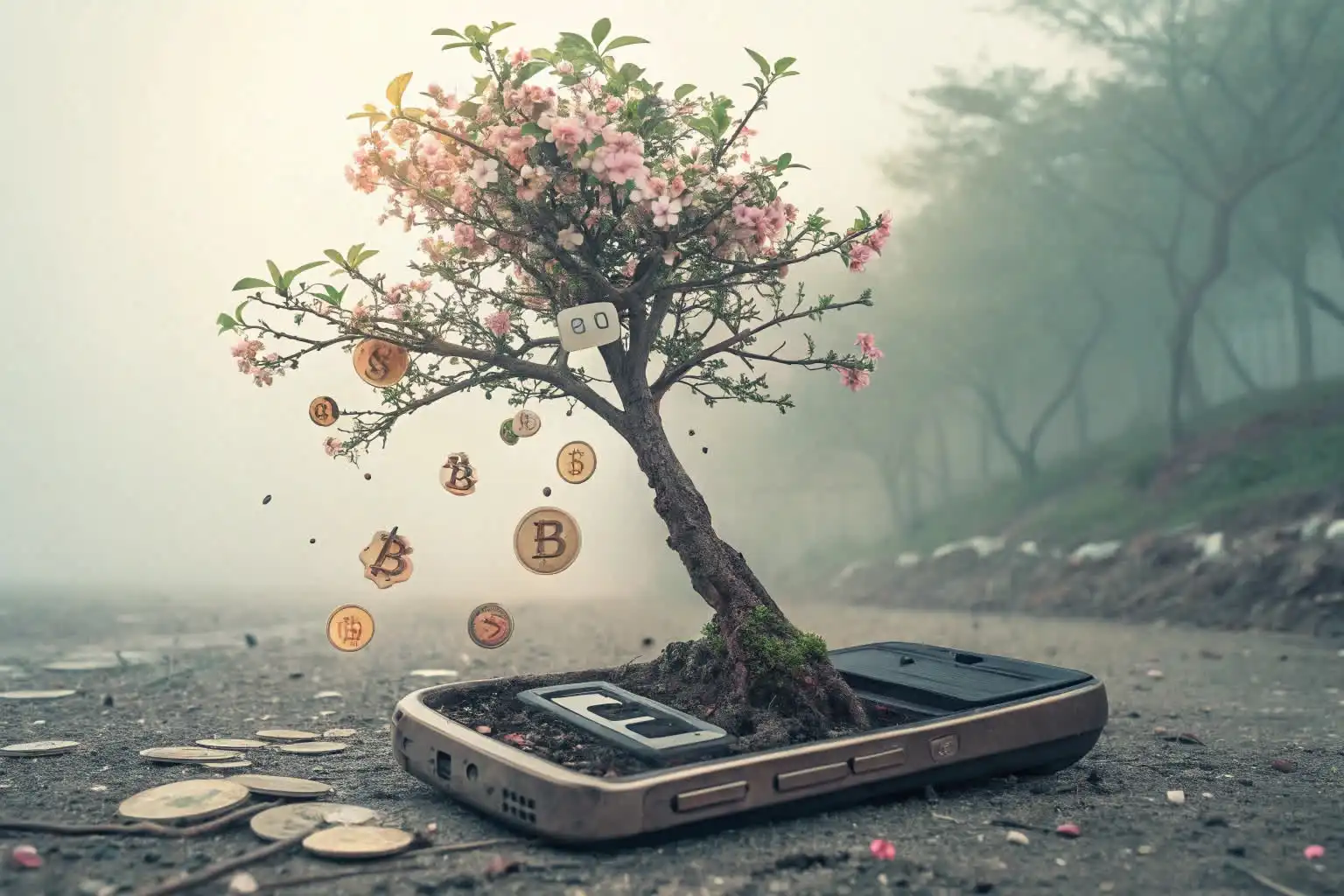 Abstract illustration representing cryptocurrency and blockchain technology